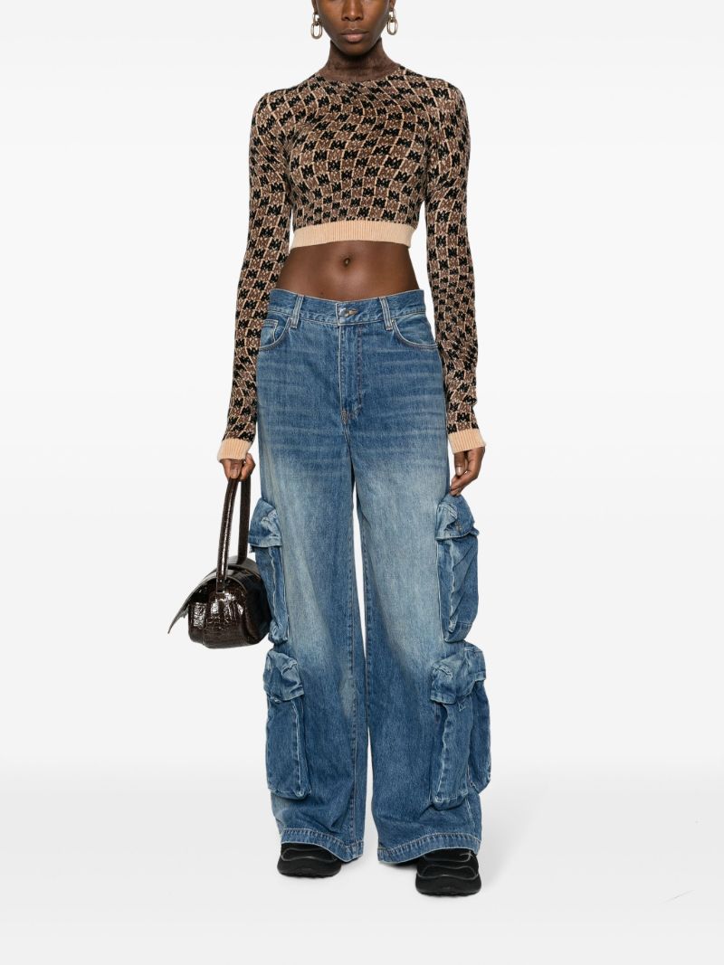 Brown Ma Swirl Crop Sweater
