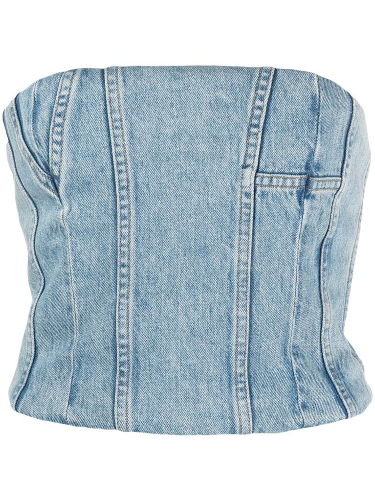 Blue Ma Denim Bustier Crop Top