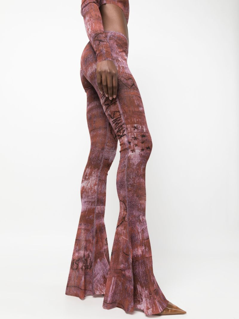 X Knwls Brown Printed Flared Leggings