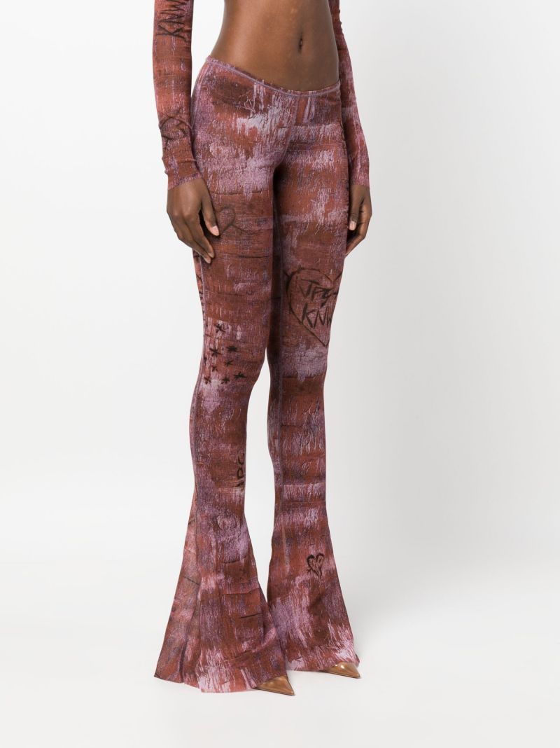 X Knwls Brown Printed Flared Leggings