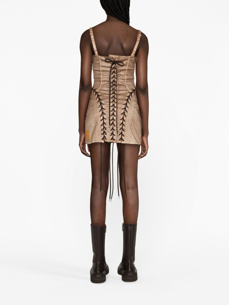 X Knwls Brown Conical Laced Mini Dress