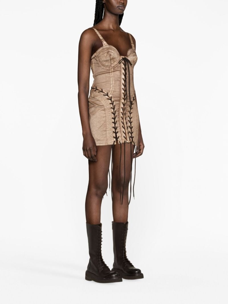X Knwls Brown Conical Laced Mini Dress