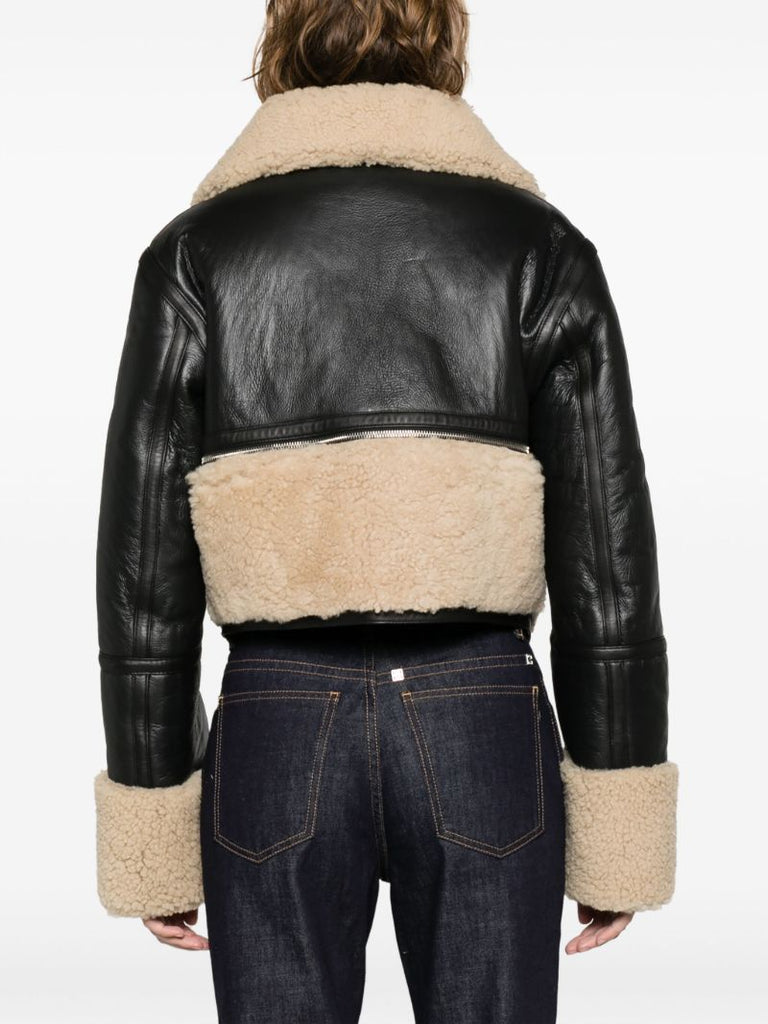 Black Reversible Cropped Leather Jacket