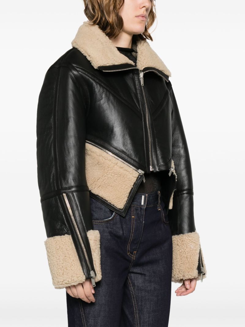 Black Reversible Cropped Leather Jacket