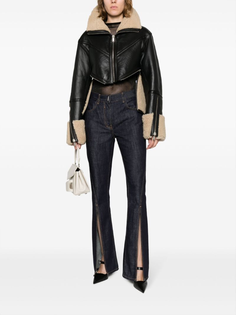 Black Reversible Cropped Leather Jacket