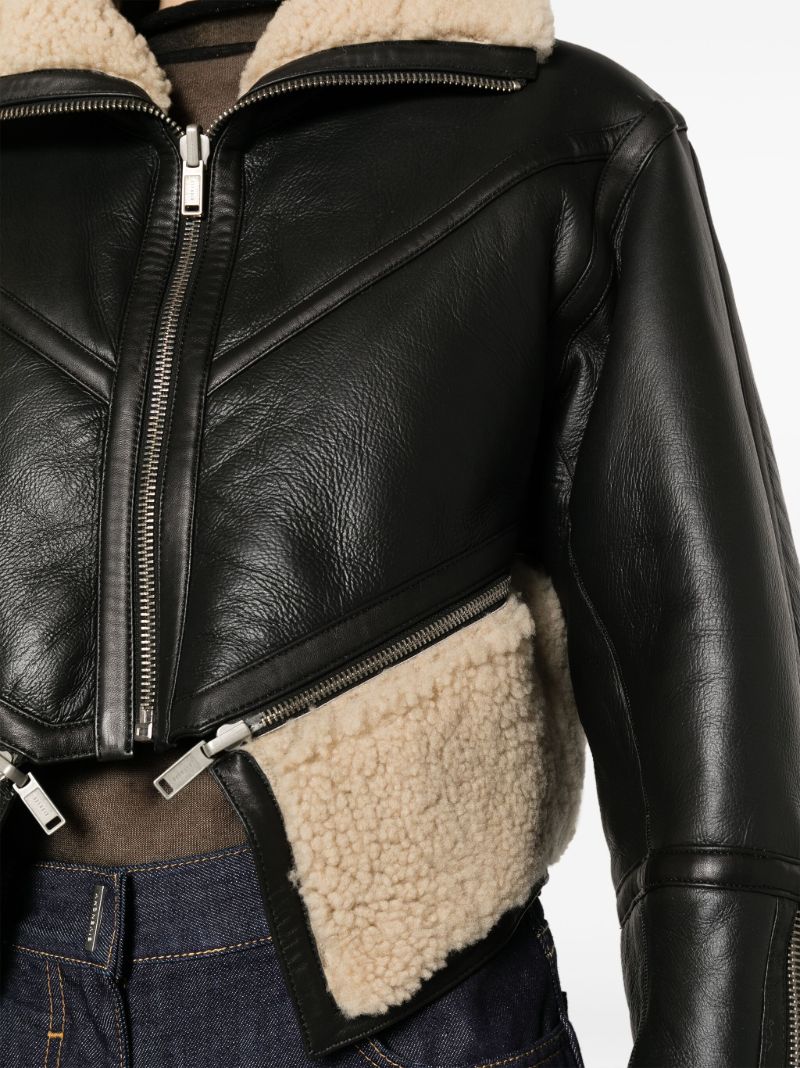Black Reversible Cropped Leather Jacket