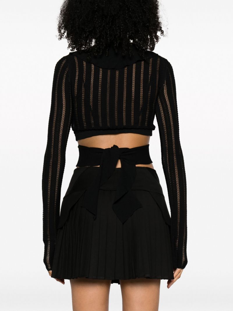 Black Pointelle Knit Crop Top