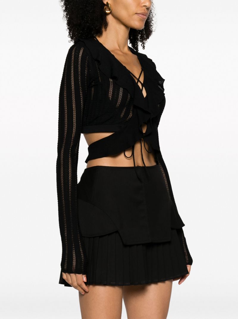 Black Pointelle Knit Crop Top