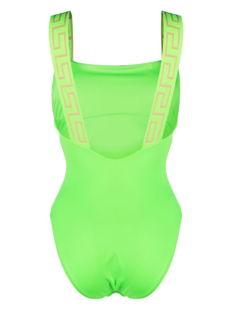 Green Greca Motif Swimsuit