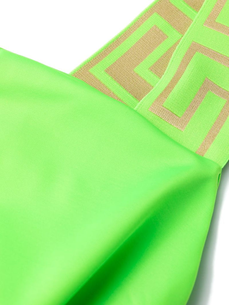Green Greca Motif Swimsuit
