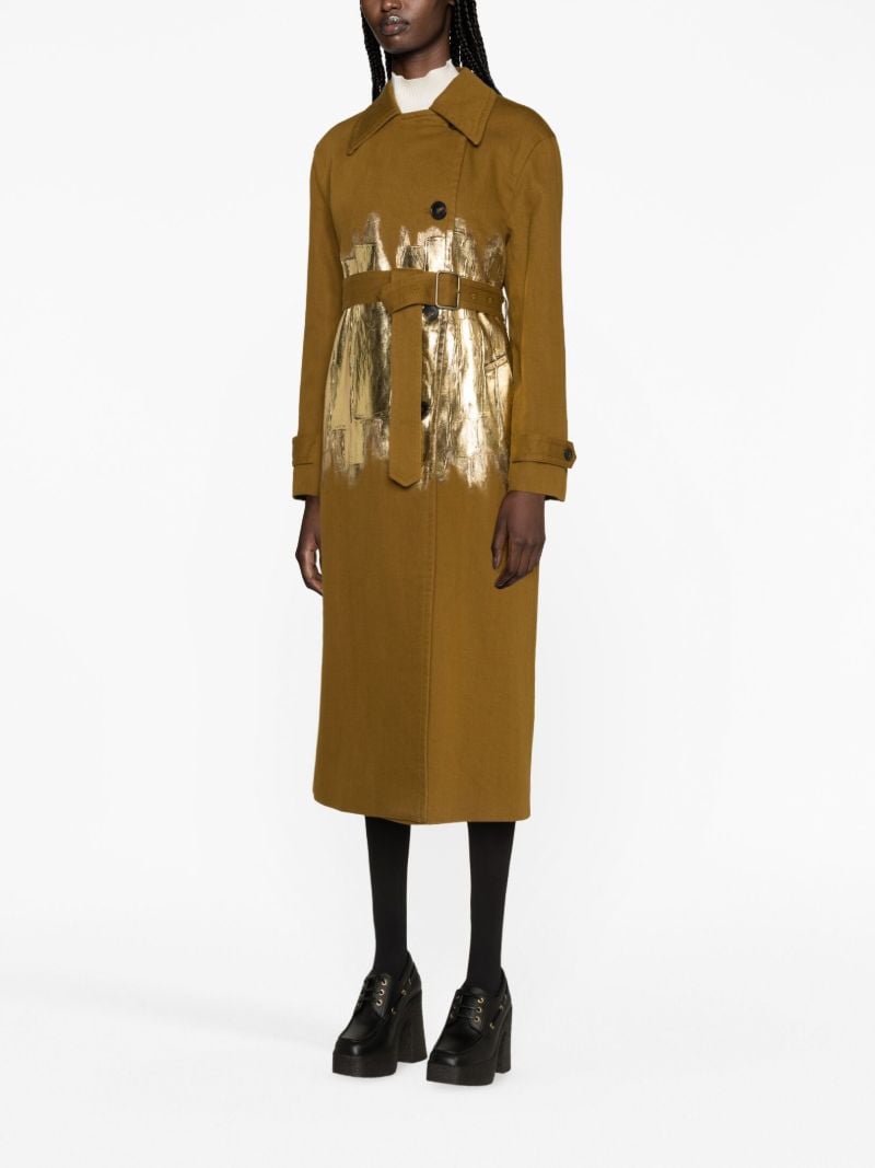 Brown Painted Foil Double-breasted Coat