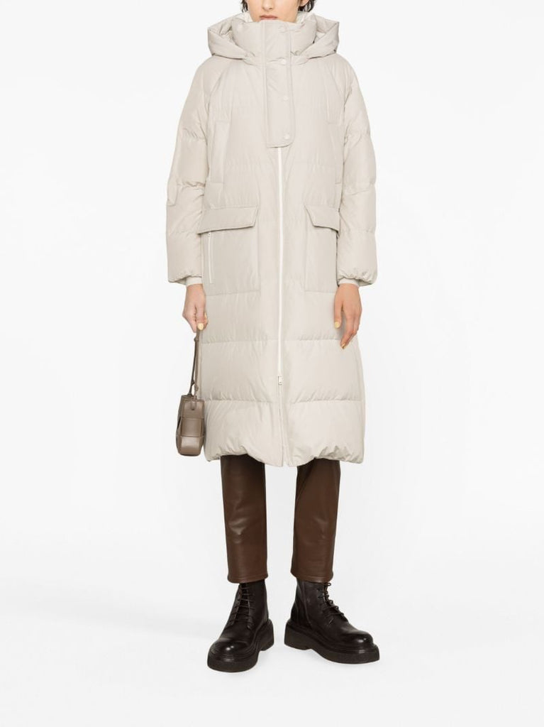 Grey Hooded Padded Coat