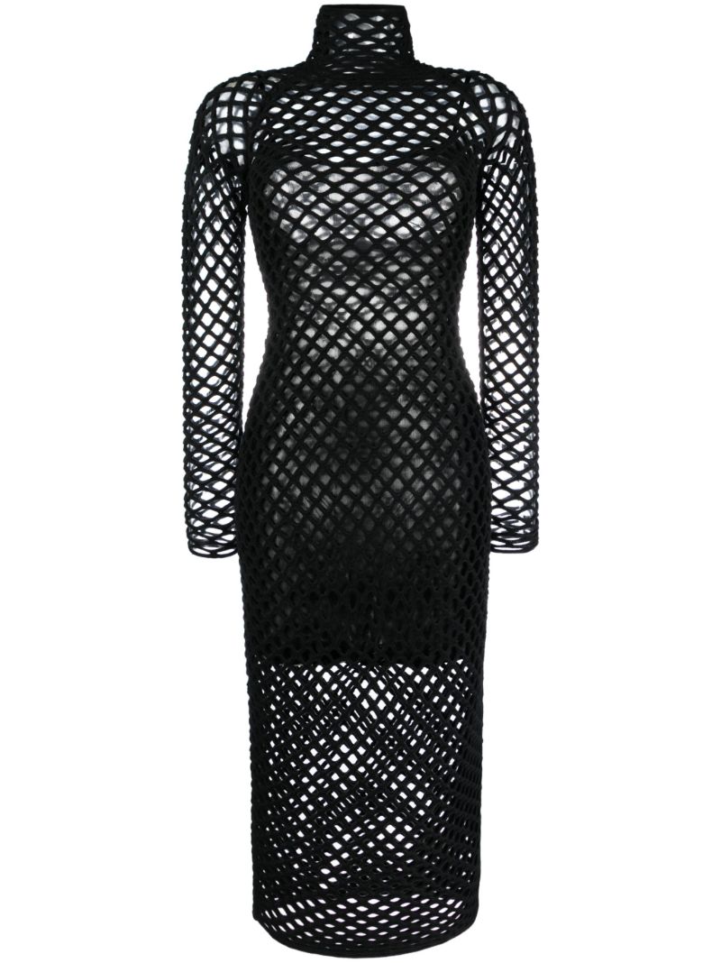 Black Cage Open-knit Midi Dress