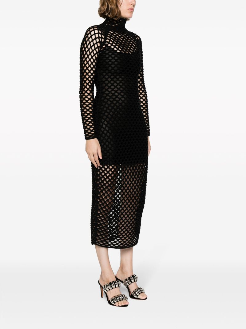 Black Cage Open-knit Midi Dress