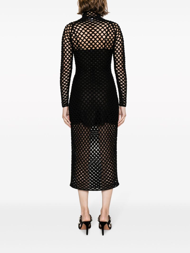 Black Cage Open-knit Midi Dress