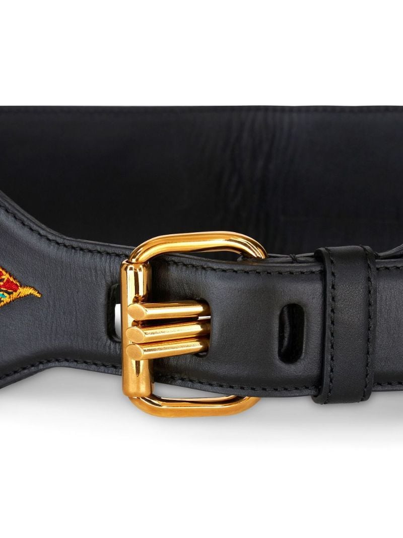 Black Paisley-jacquard Leather Belt