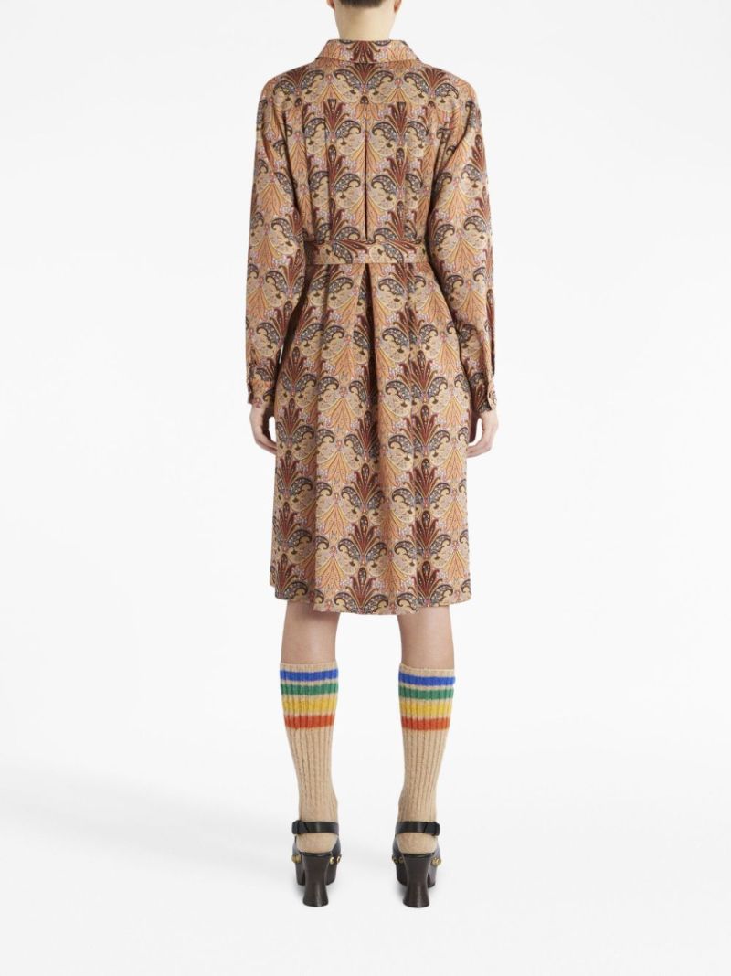 Neutral Paisley-print Midi Shirt Dress