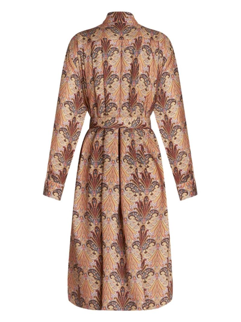 Neutral Paisley-print Midi Shirt Dress
