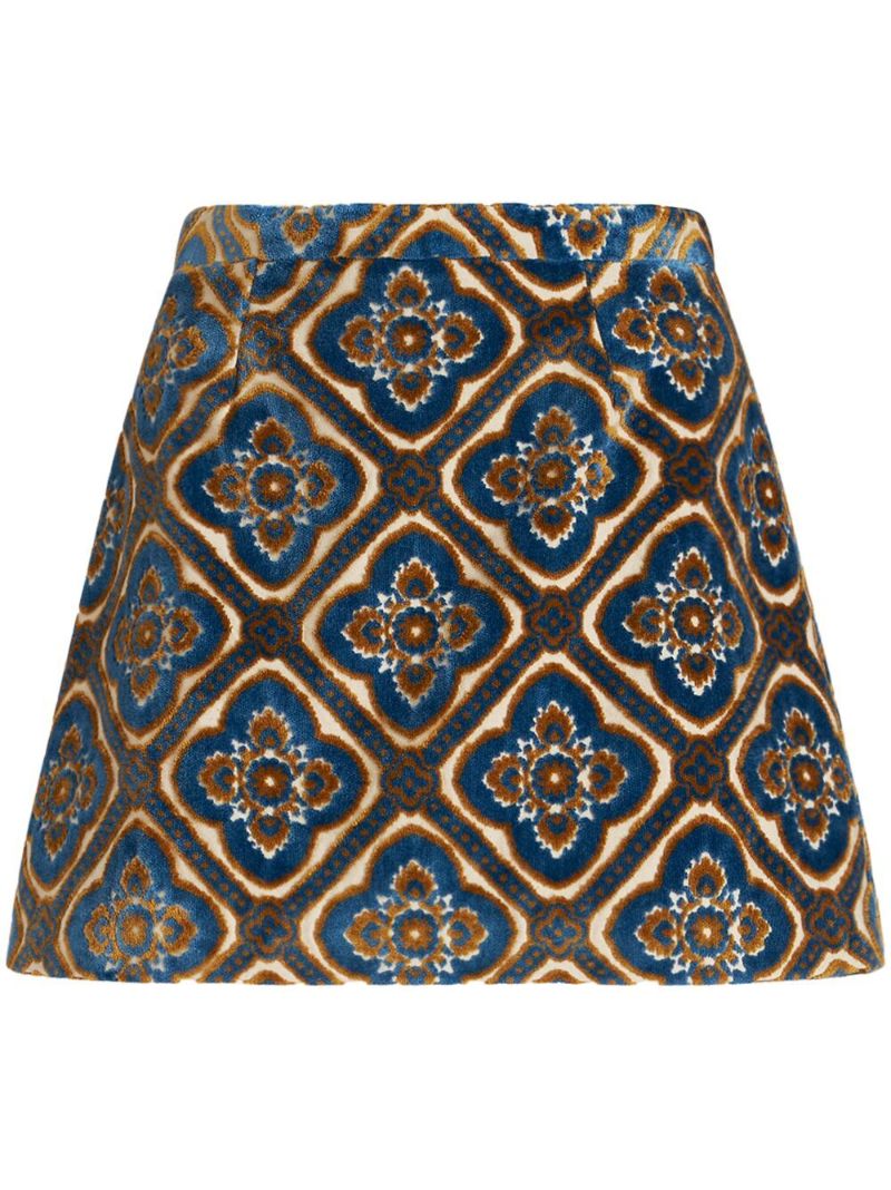 Jacquard Velvet Mini Skirt