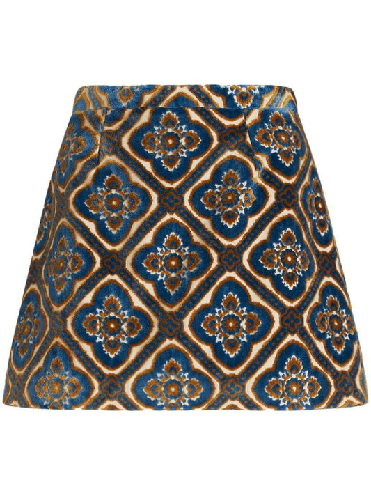 Jacquard Velvet Mini Skirt