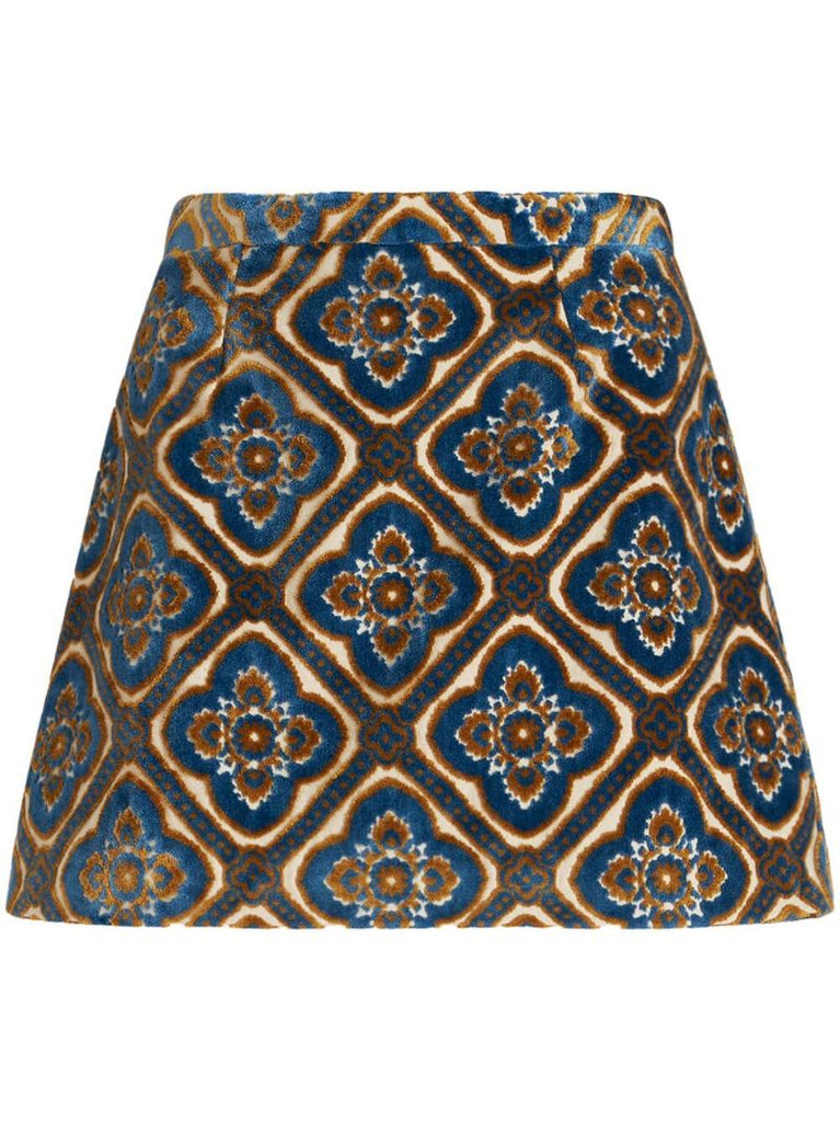 Jacquard Velvet Mini Skirt