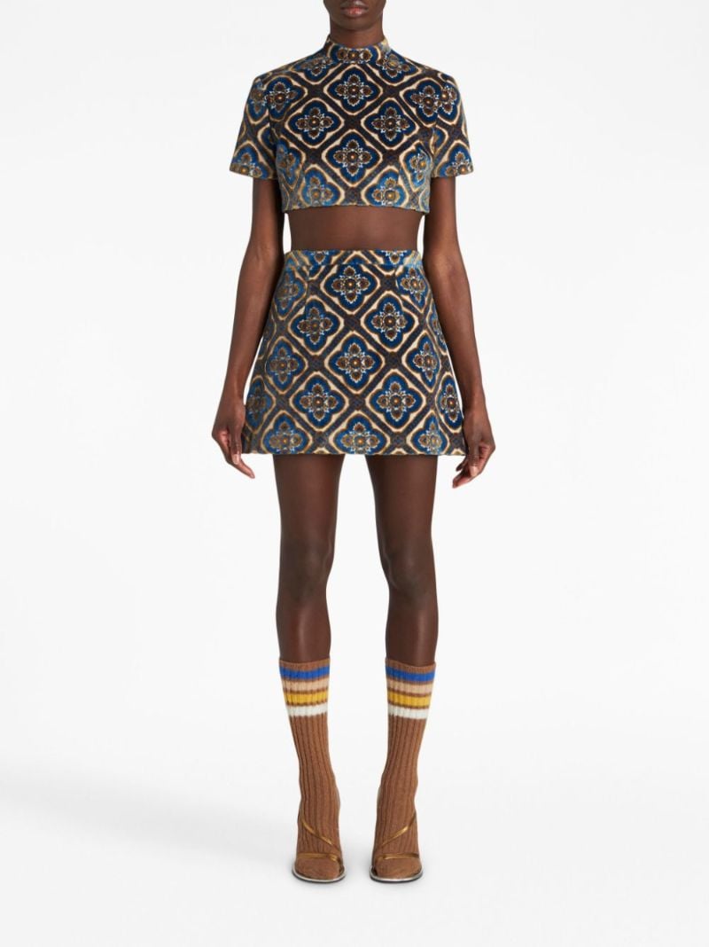 Jacquard Velvet Mini Skirt