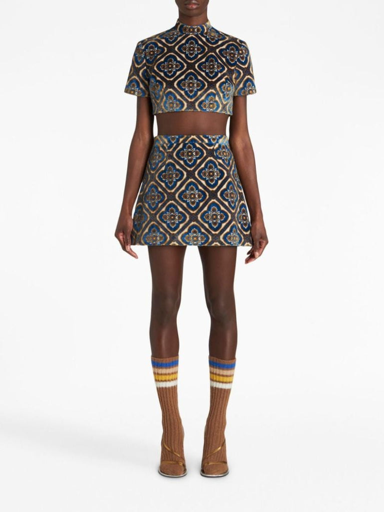 Jacquard Velvet Mini Skirt