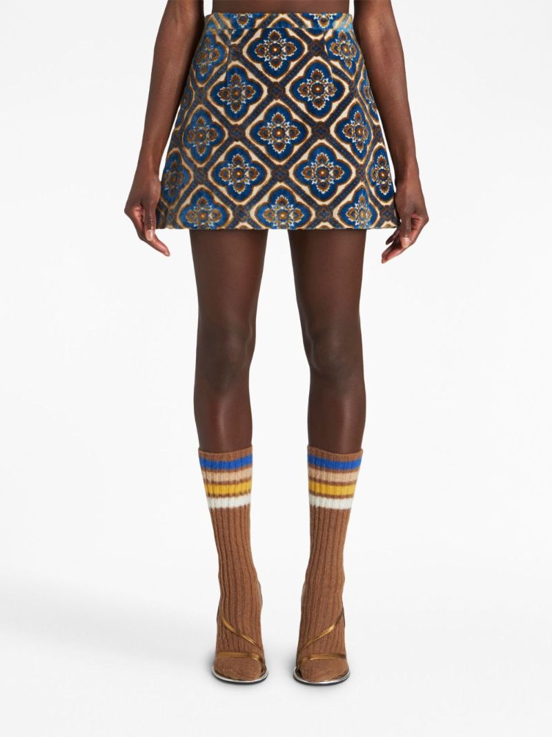 Jacquard Velvet Mini Skirt