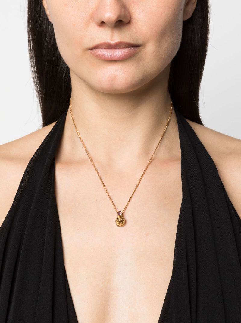 Gold-tone Medusa Head Pendant Necklace