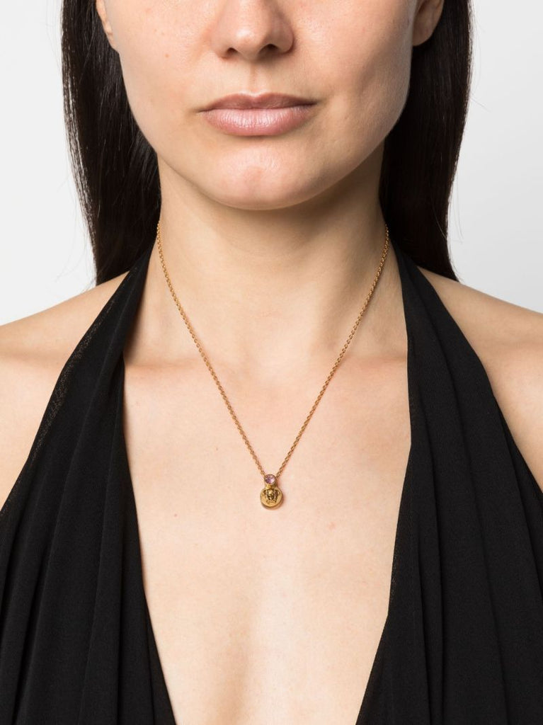 Gold-tone Medusa Head Pendant Necklace