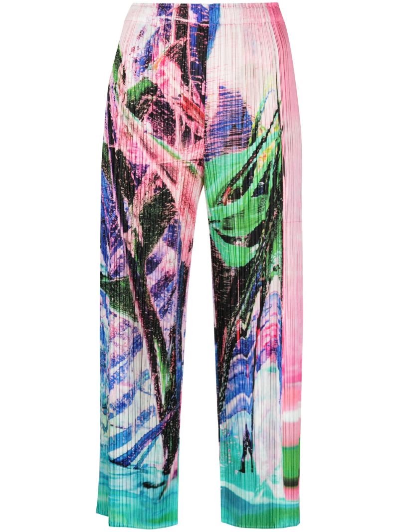 Multicolour Tropical Winter PlissÃ© Trousers