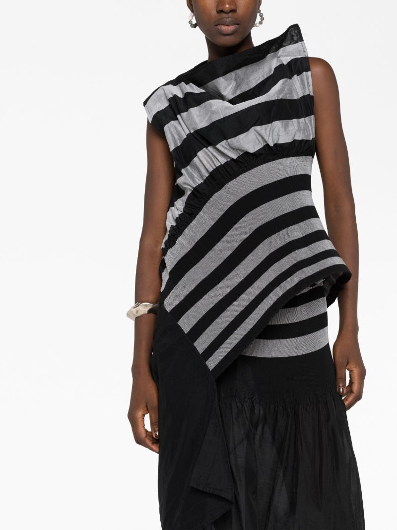 Black Cassini Asymmetric Striped Dress