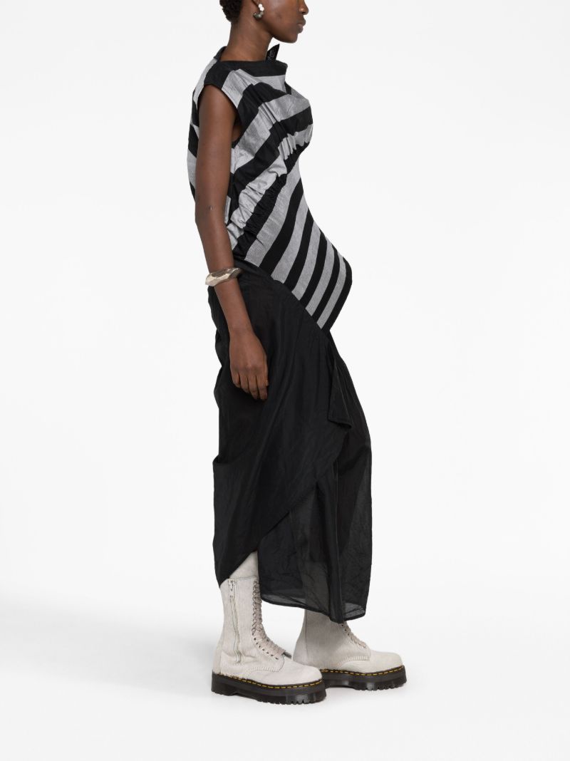 Black Cassini Asymmetric Striped Dress