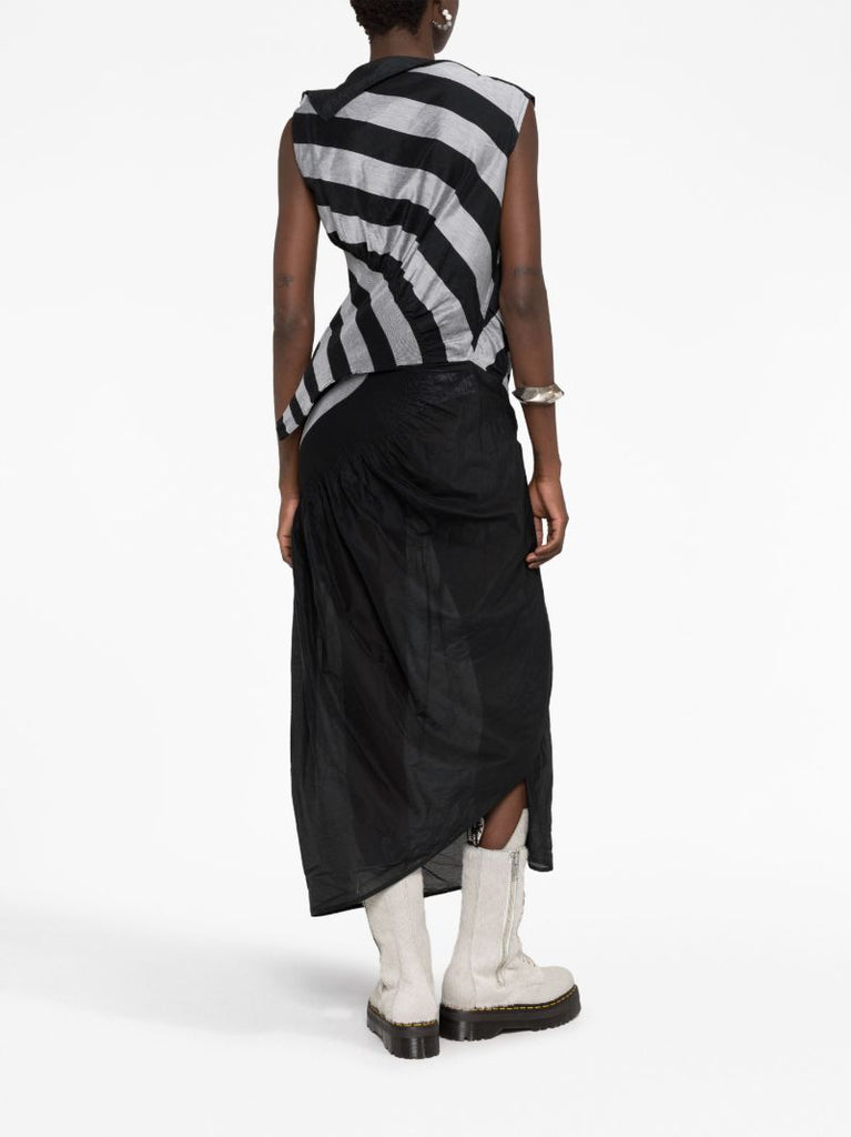 Black Cassini Asymmetric Striped Dress
