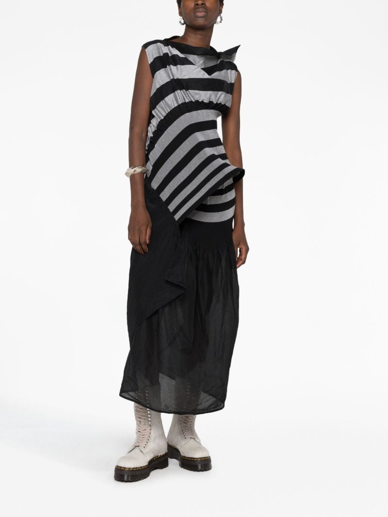 Black Cassini Asymmetric Striped Dress