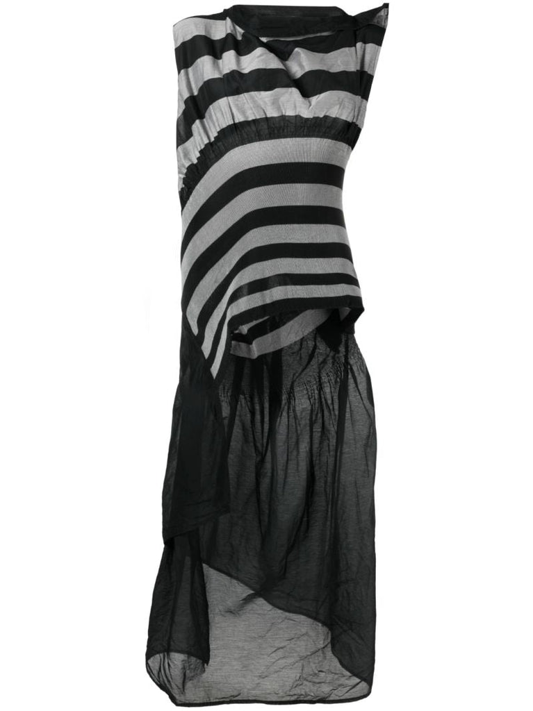 Black Cassini Asymmetric Striped Dress