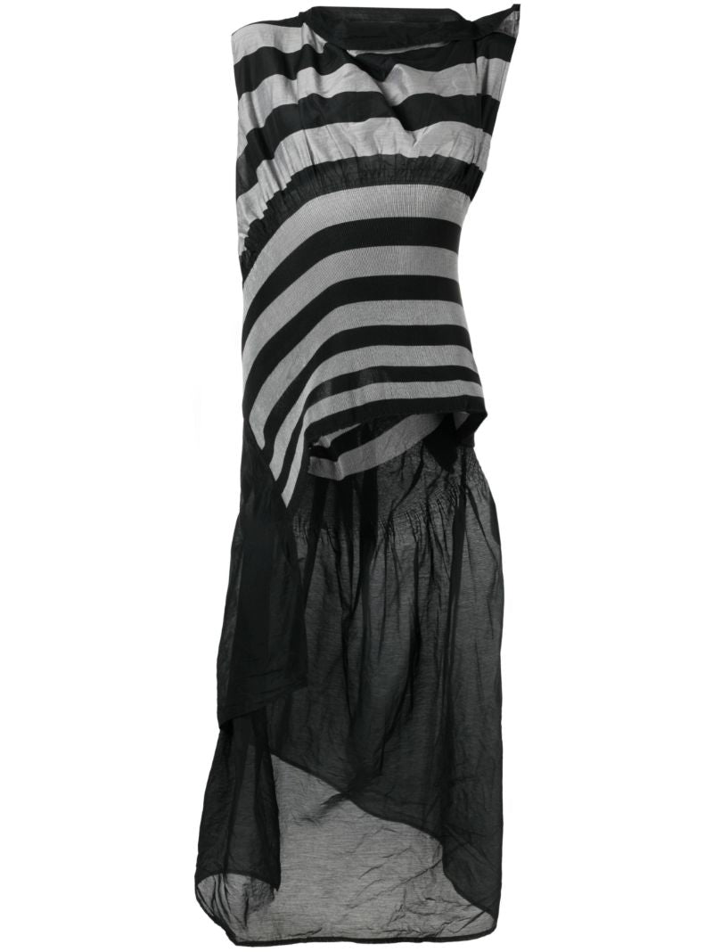 Black Cassini Asymmetric Striped Dress