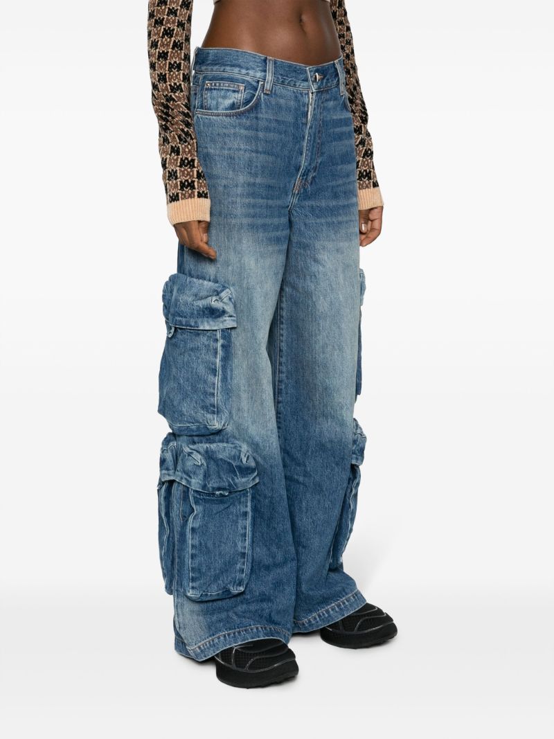 Blue Baggy Wide-leg Cargo Jeans