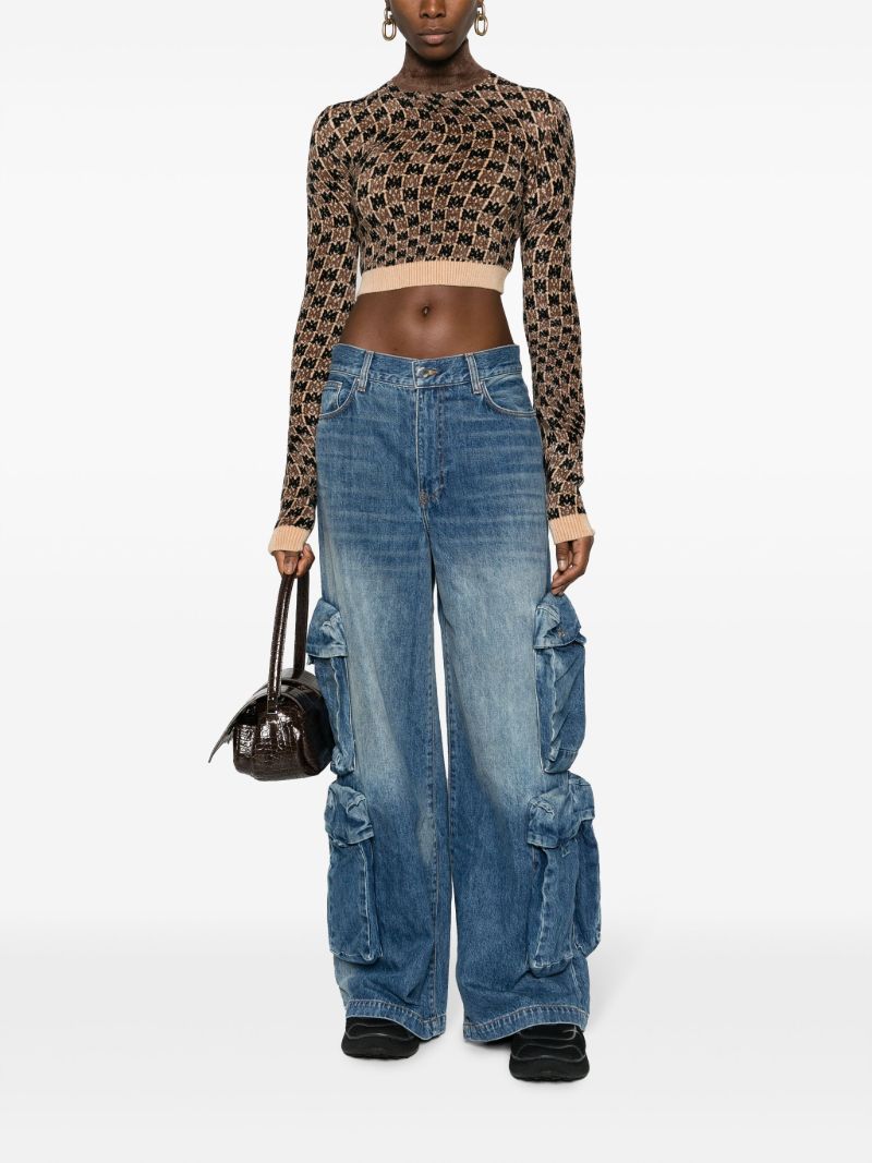 Blue Baggy Wide-leg Cargo Jeans