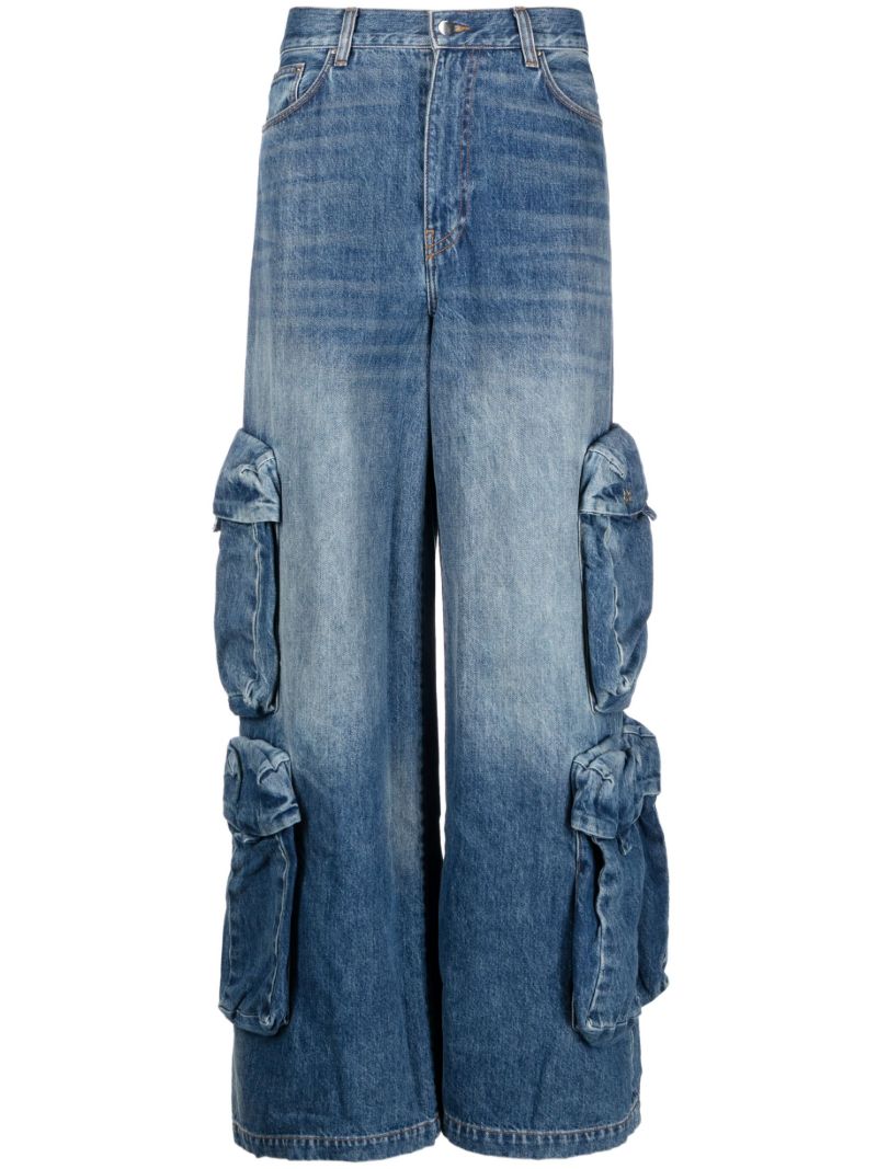 Blue Baggy Wide-leg Cargo Jeans
