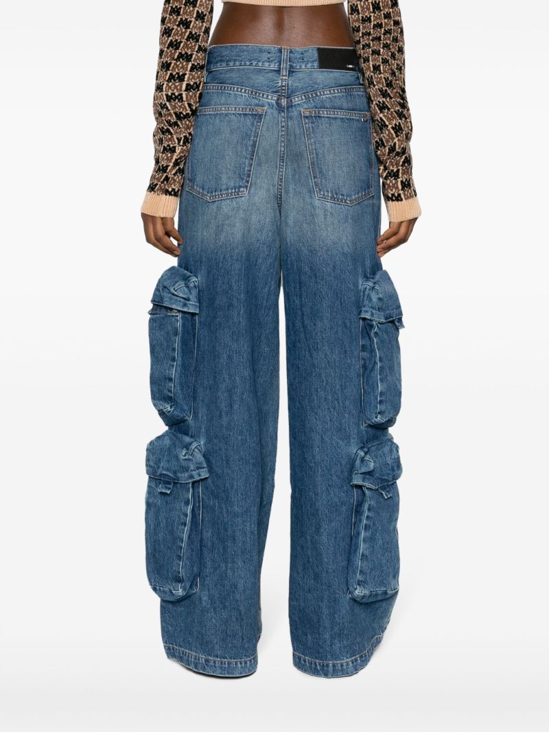 Blue Baggy Wide-leg Cargo Jeans