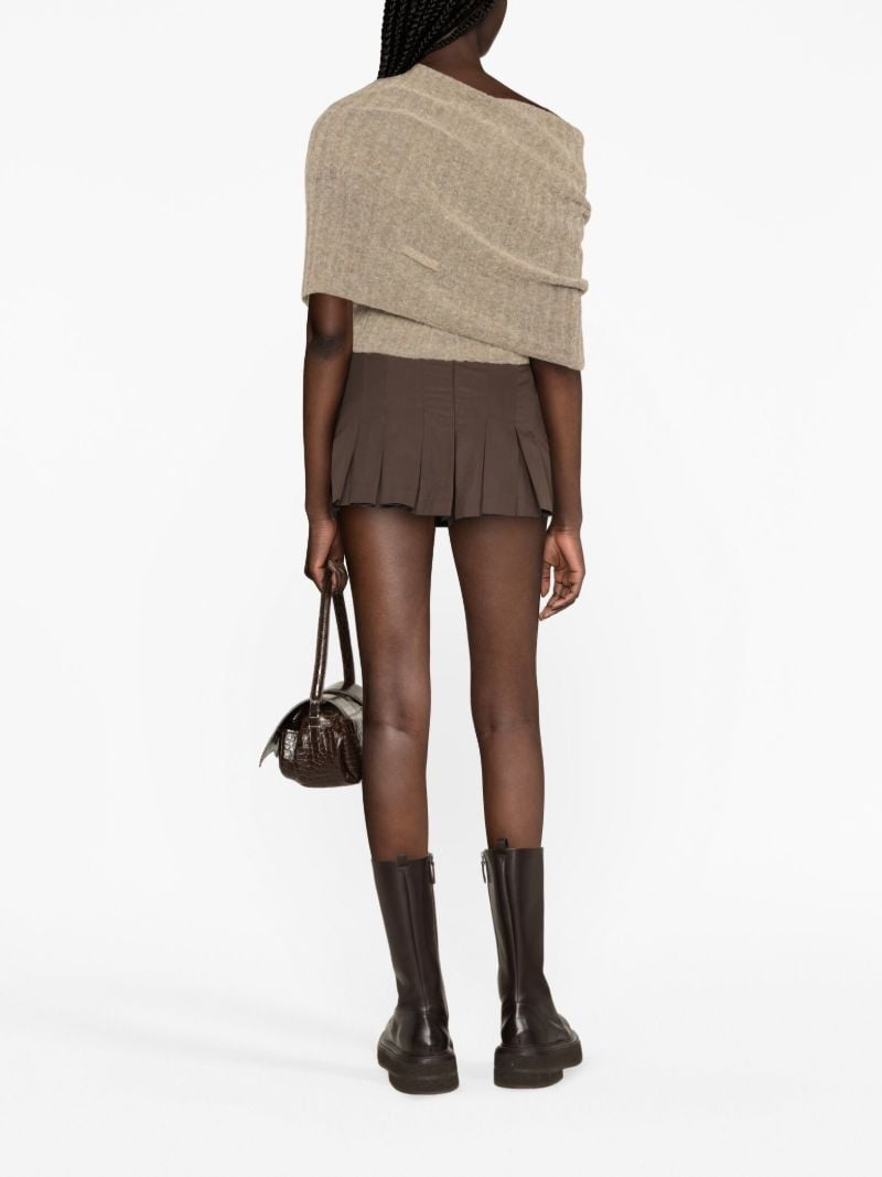 X Knwls Brown Clavicle Ribbed-knit Top