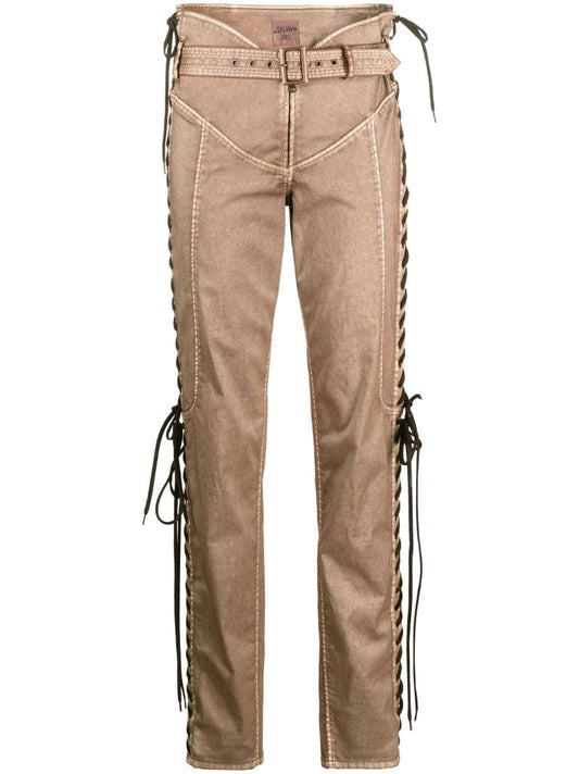 X Knwls Brown Lace-up Trousers