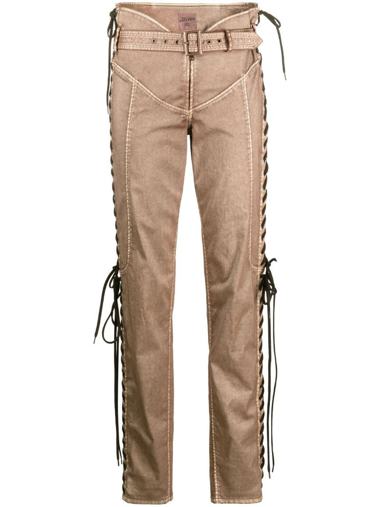 X Knwls Brown Lace-up Trousers