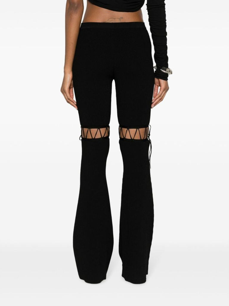 Black Lace-up Flared Trousers
