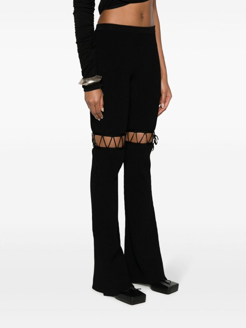 Black Lace-up Flared Trousers