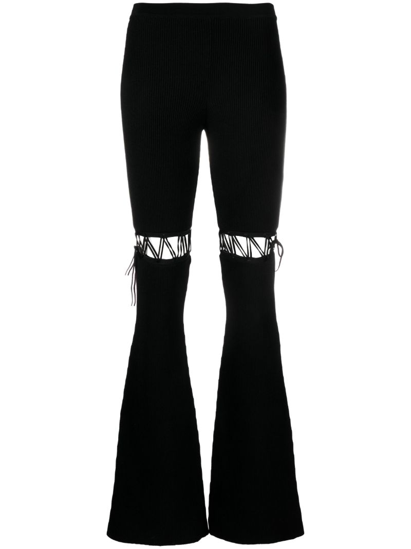 Black Lace-up Flared Trousers