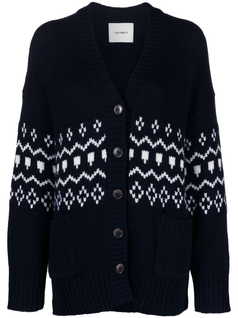 Blue Greyson Fair Isle Cashmere Cardigan