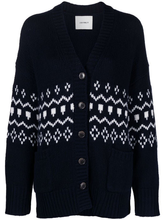 Blue Greyson Fair Isle Cashmere Cardigan