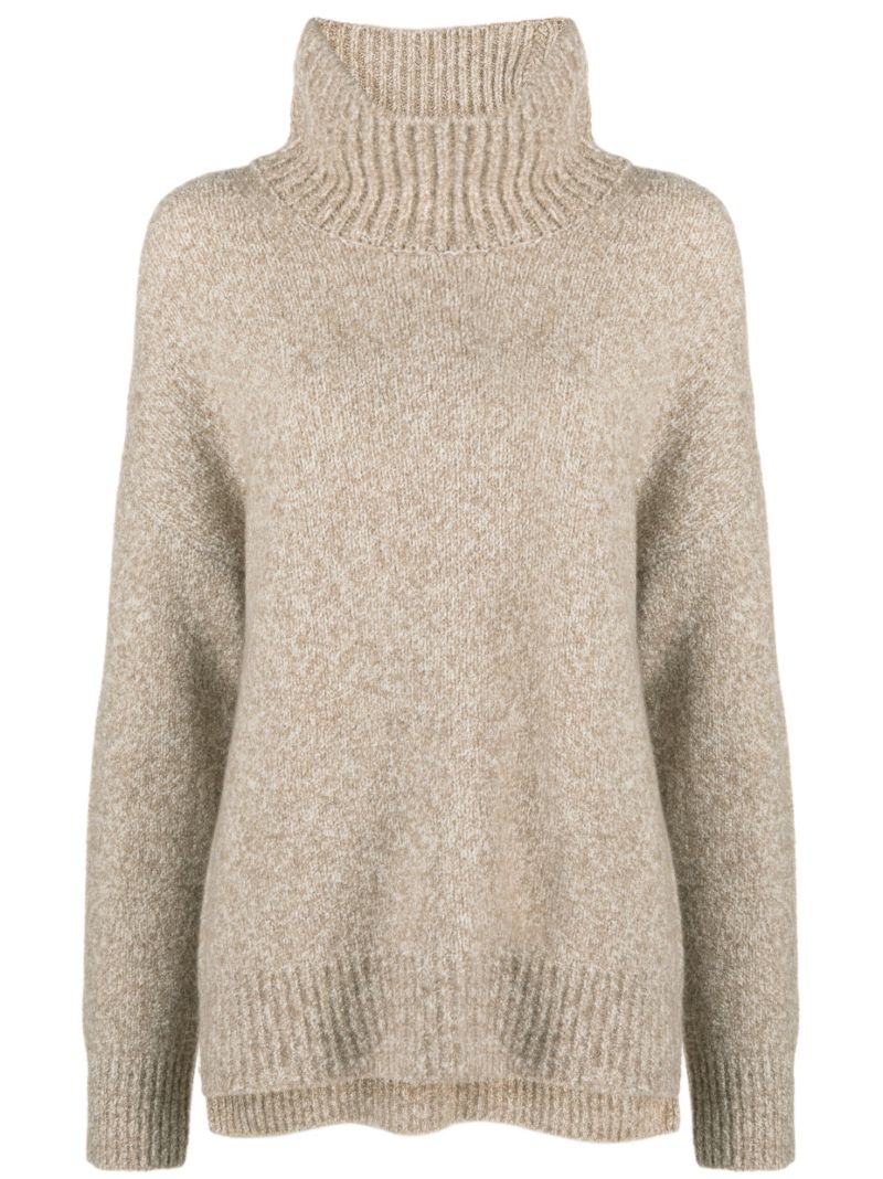 Neutral Elwinn Roll-neck Cashmere Sweater